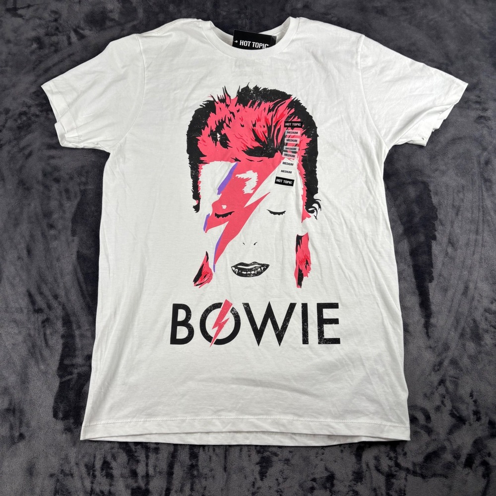 NWT Hot Topic David Bowie T-Shirt Mens Medium White Aladdin Sane Graphic Tee
